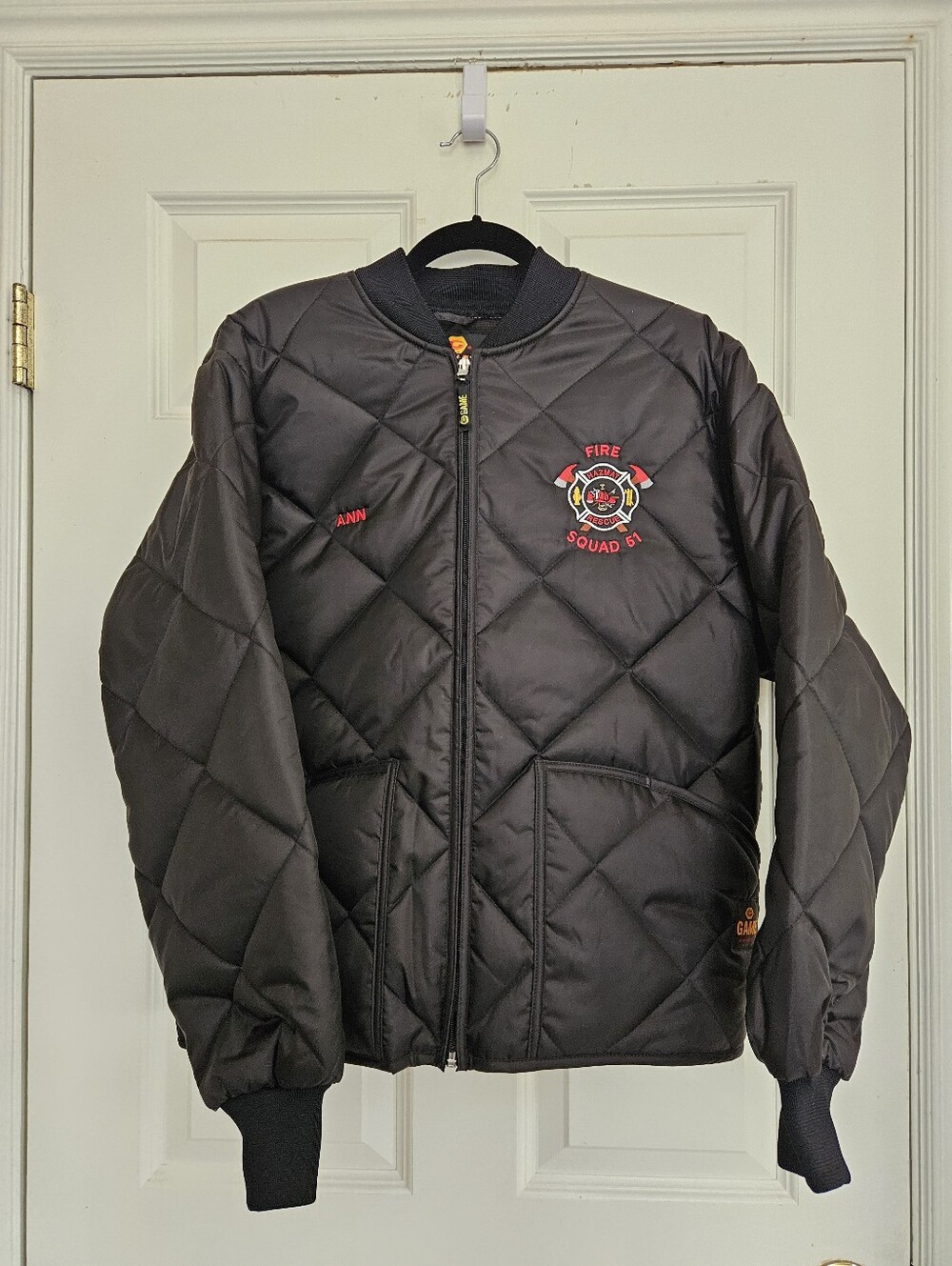 BN Black Quilted Fire Squad Jacket with Embroidered Patch